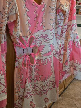 Vintage 60's Dress~ Hot Pink/White/black~ Large